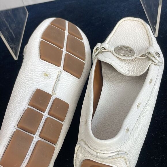 Tory Burch White Leather Loafer Shoes